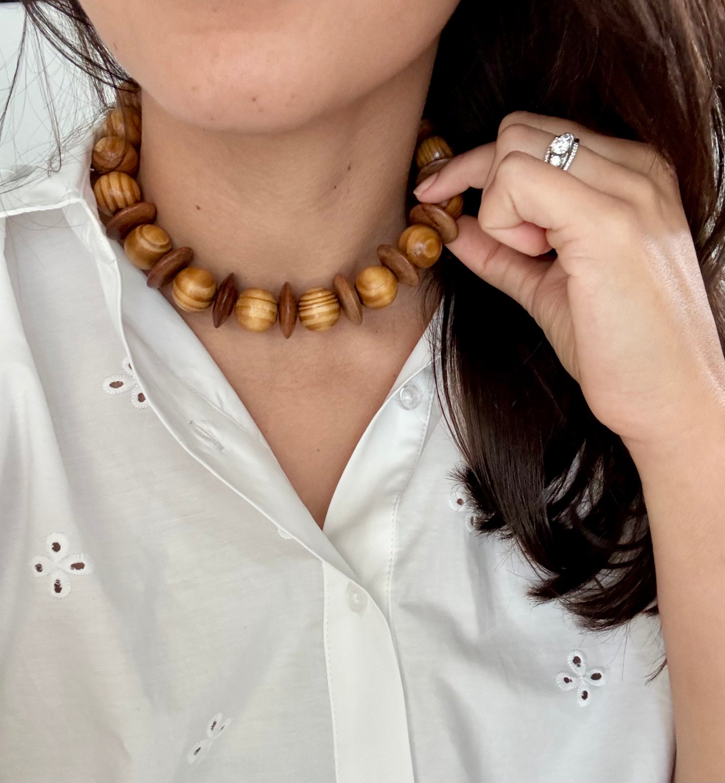 Boho Wood Beaded Necklace