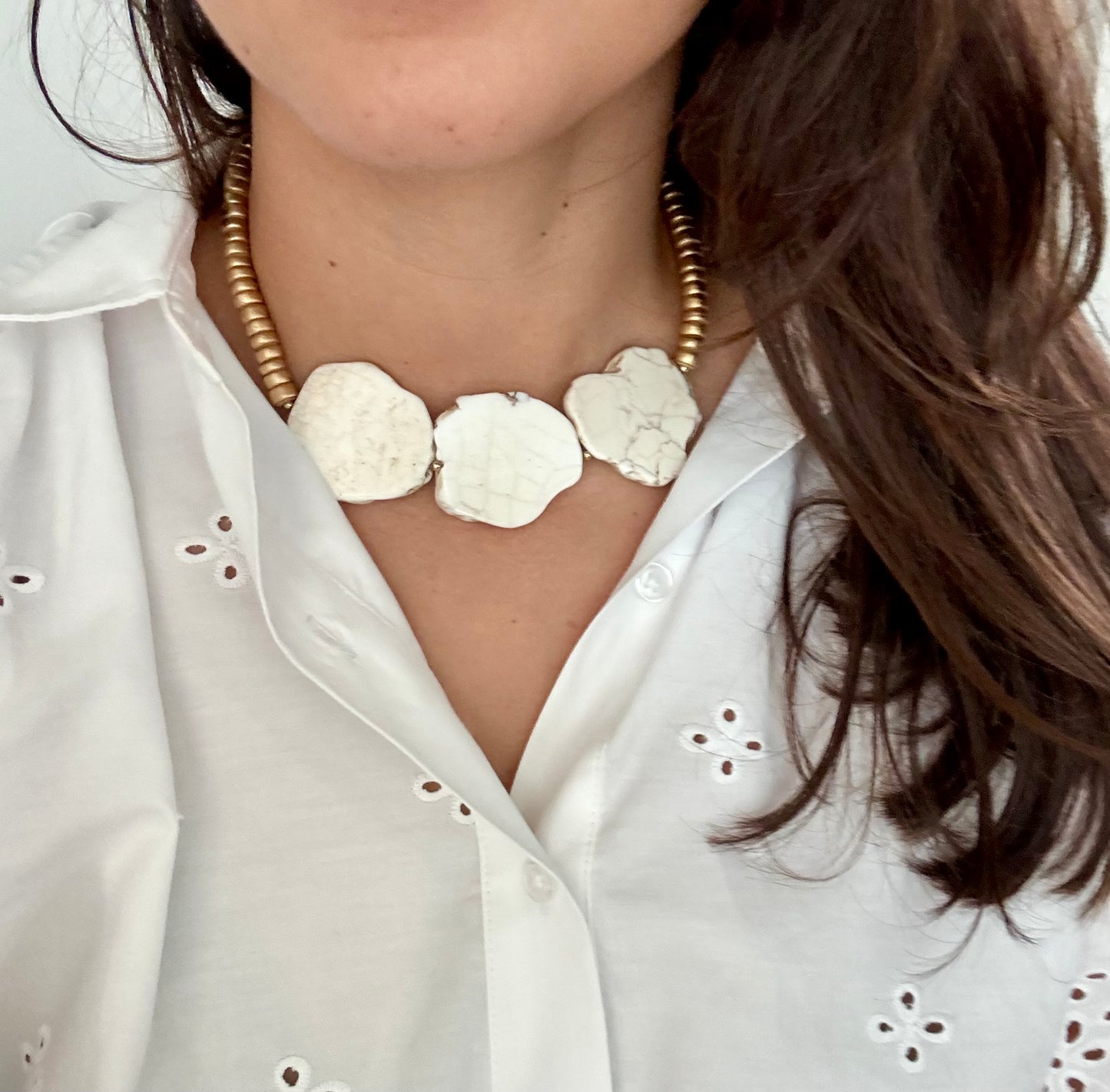 White Turquoise Slab Necklace