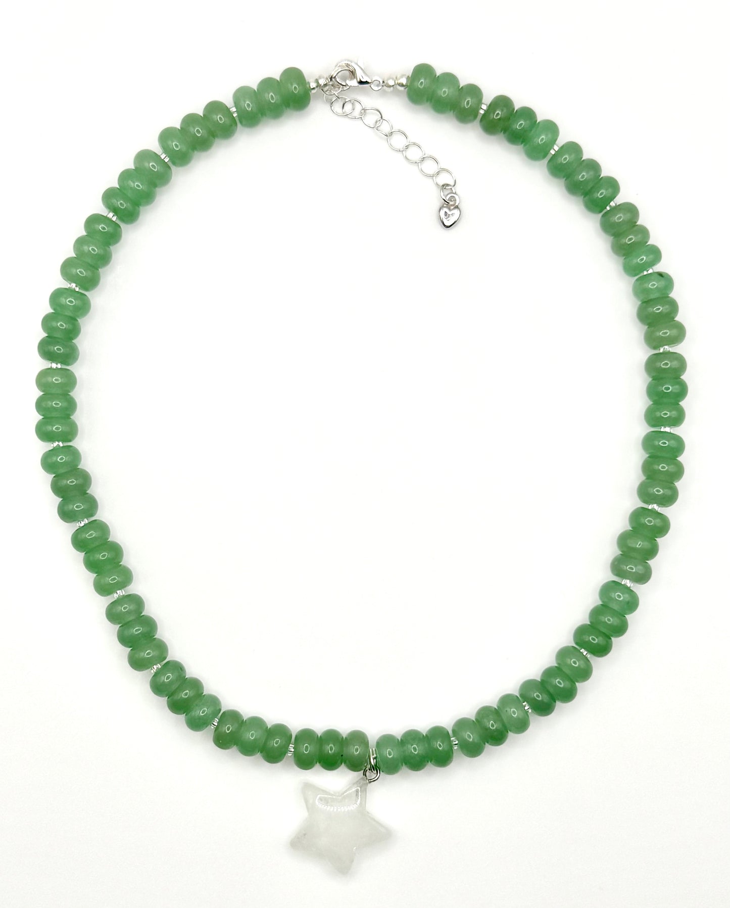 Green Aventurine + Clear Quartz Star Pendant