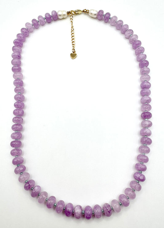 Lavender Gemstone + aqua necklace