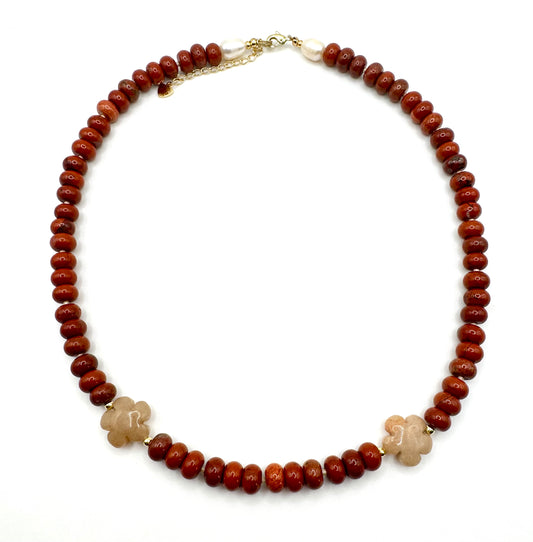 Red Jasper + Gemstone Flowers