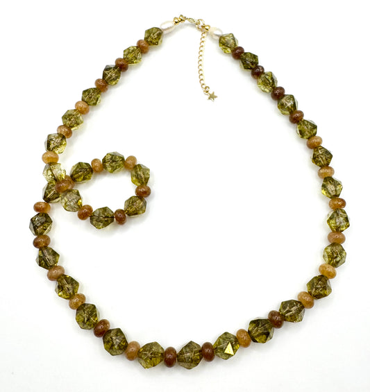 Peridot + Quartz Gemstone Necklace