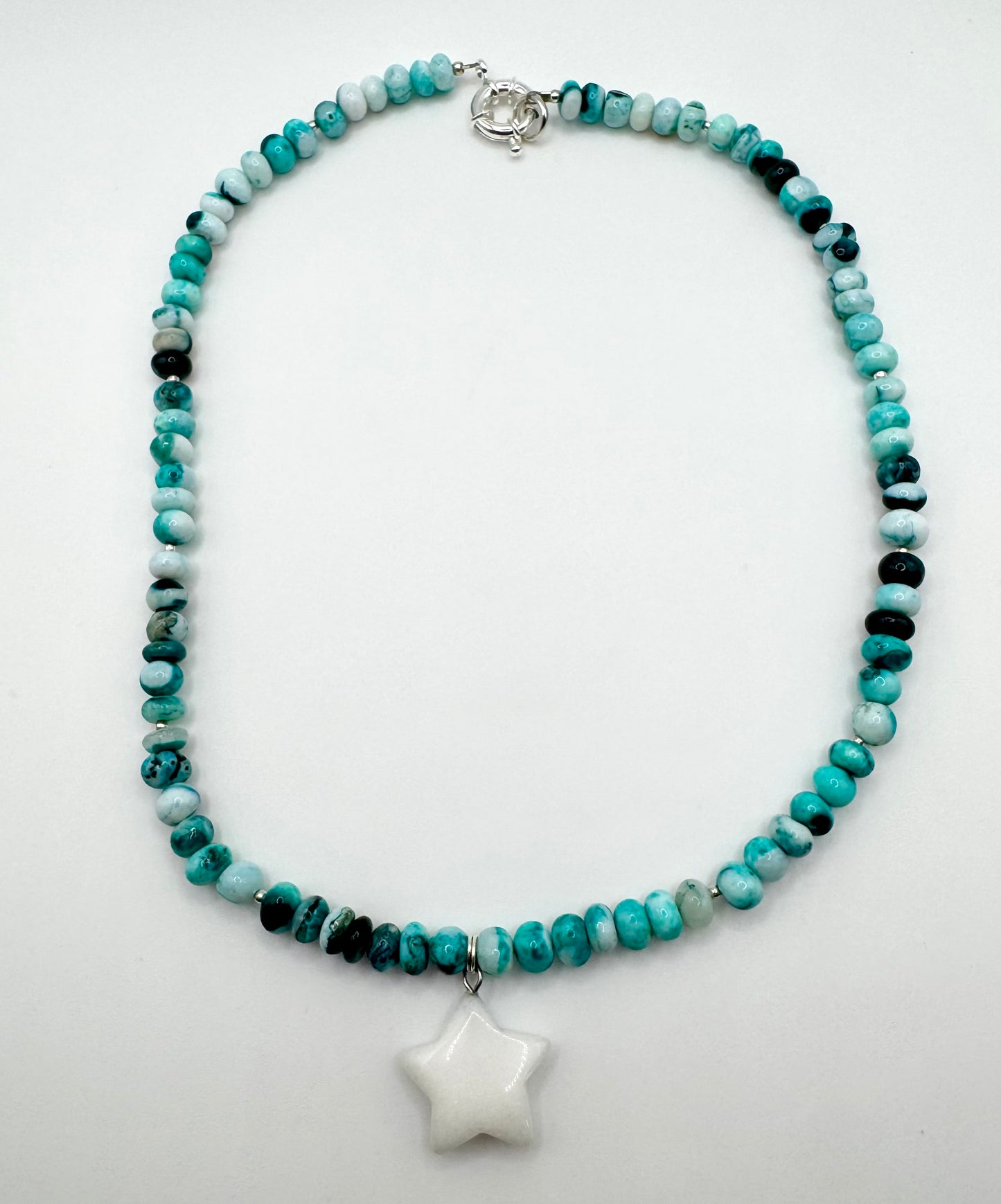 Turquoise Opal + White Quartz Star Necklace