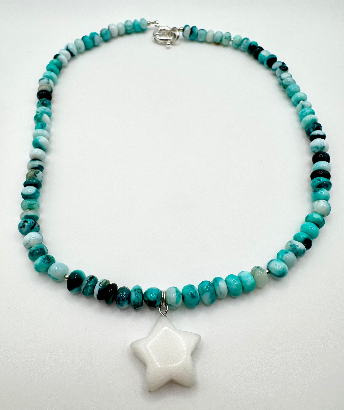 Turquoise Opal + White Quartz Star Necklace