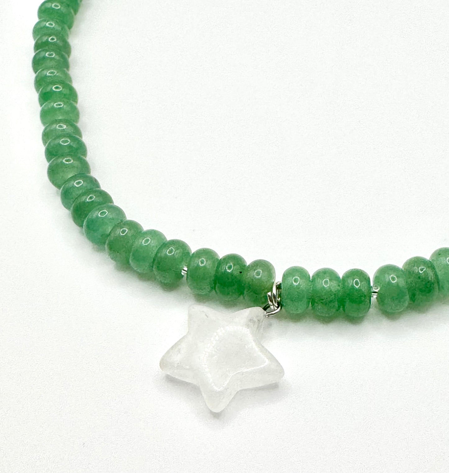 Green Aventurine + Clear Quartz Star Pendant