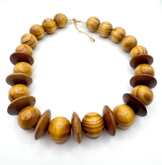 Boho Wood Beaded Necklace