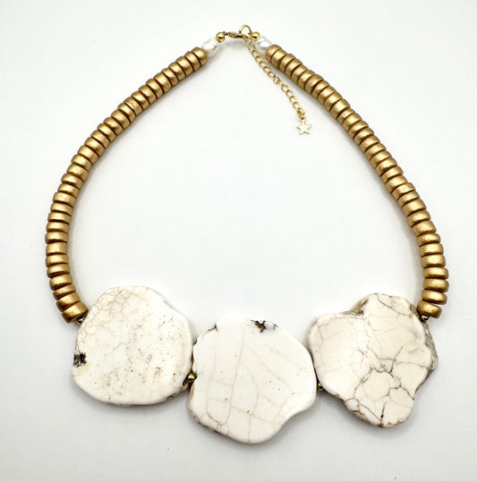 White Turquoise Slab Necklace