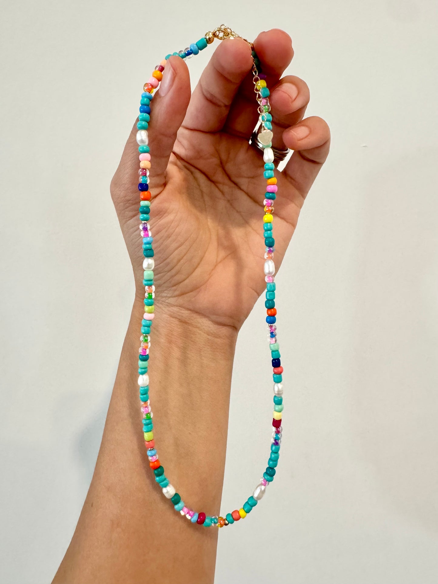 Multicolor Bead + Pearl Necklace